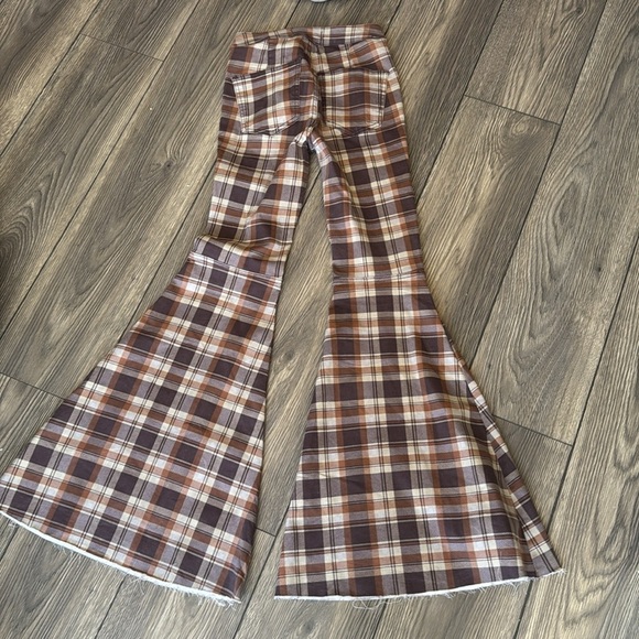 Free people just float on by brown plaid super flared pants - Picture 3 of 11
